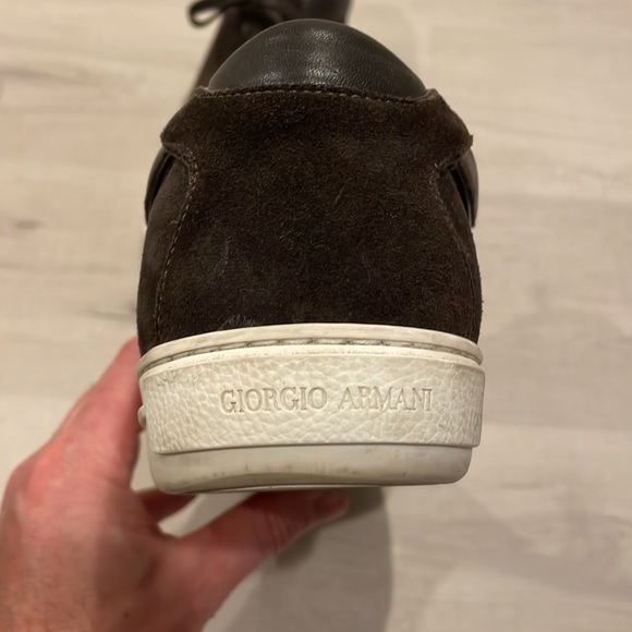 Giorgio Armani - Brown Leather and suede Sneakers - Size 45 Ital - Picture 5 of 11